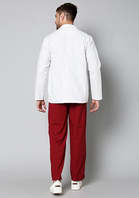 Men's Lab Coat/Doctor's Apron | Long Sleeve Short Length (waist length) | Cotton & Polyester | For Doctors
