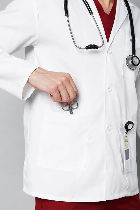 Men's Lab Coat/Doctor's Apron | Long Sleeve Short Length (waist length) | Cotton & Polyester | For Doctors