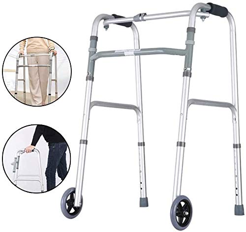 AUDITECH chrome finish foldable walker with wheels for adults (reciprocal movement)