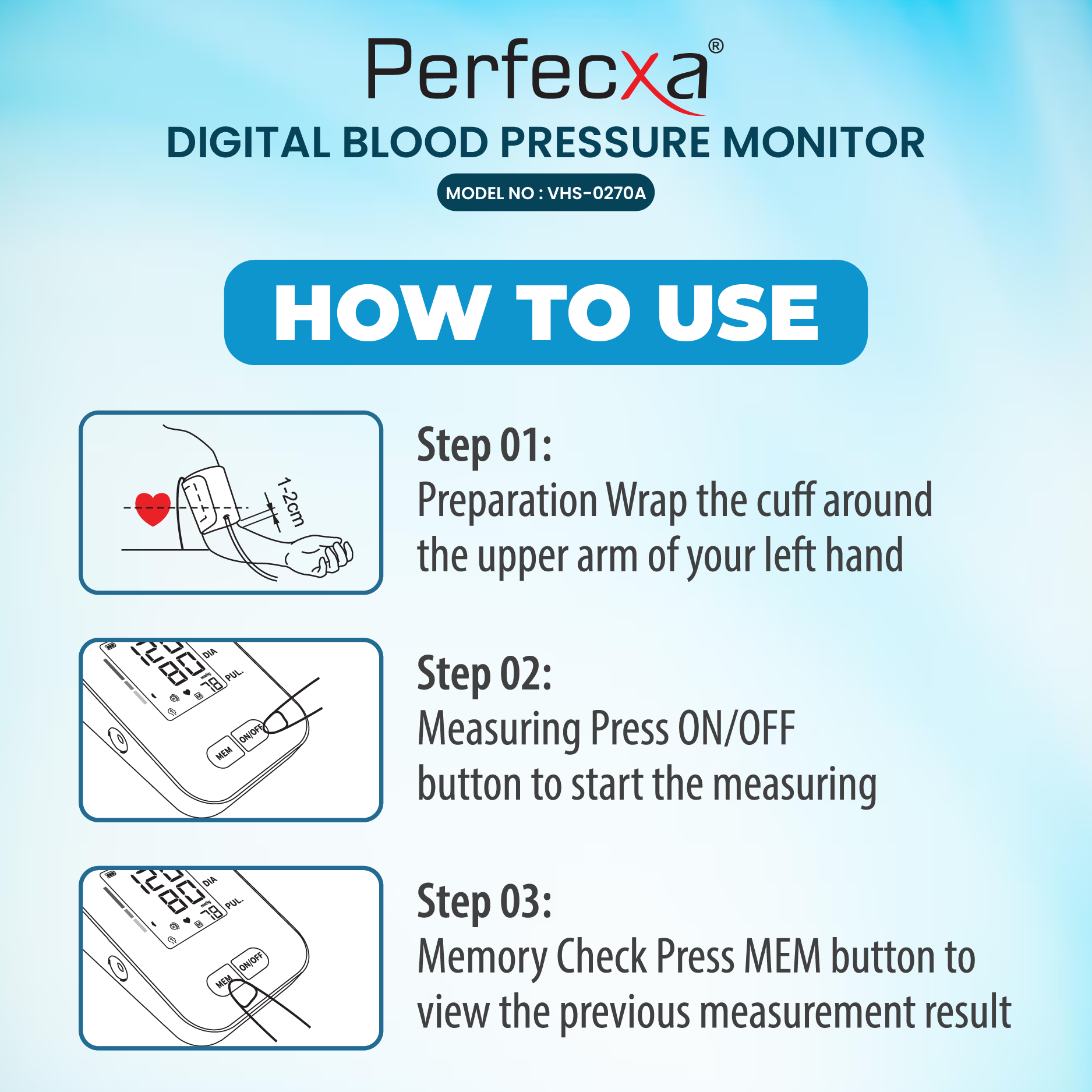 Perfecxa VHS-0270A Digital Blood Pressure Monitor