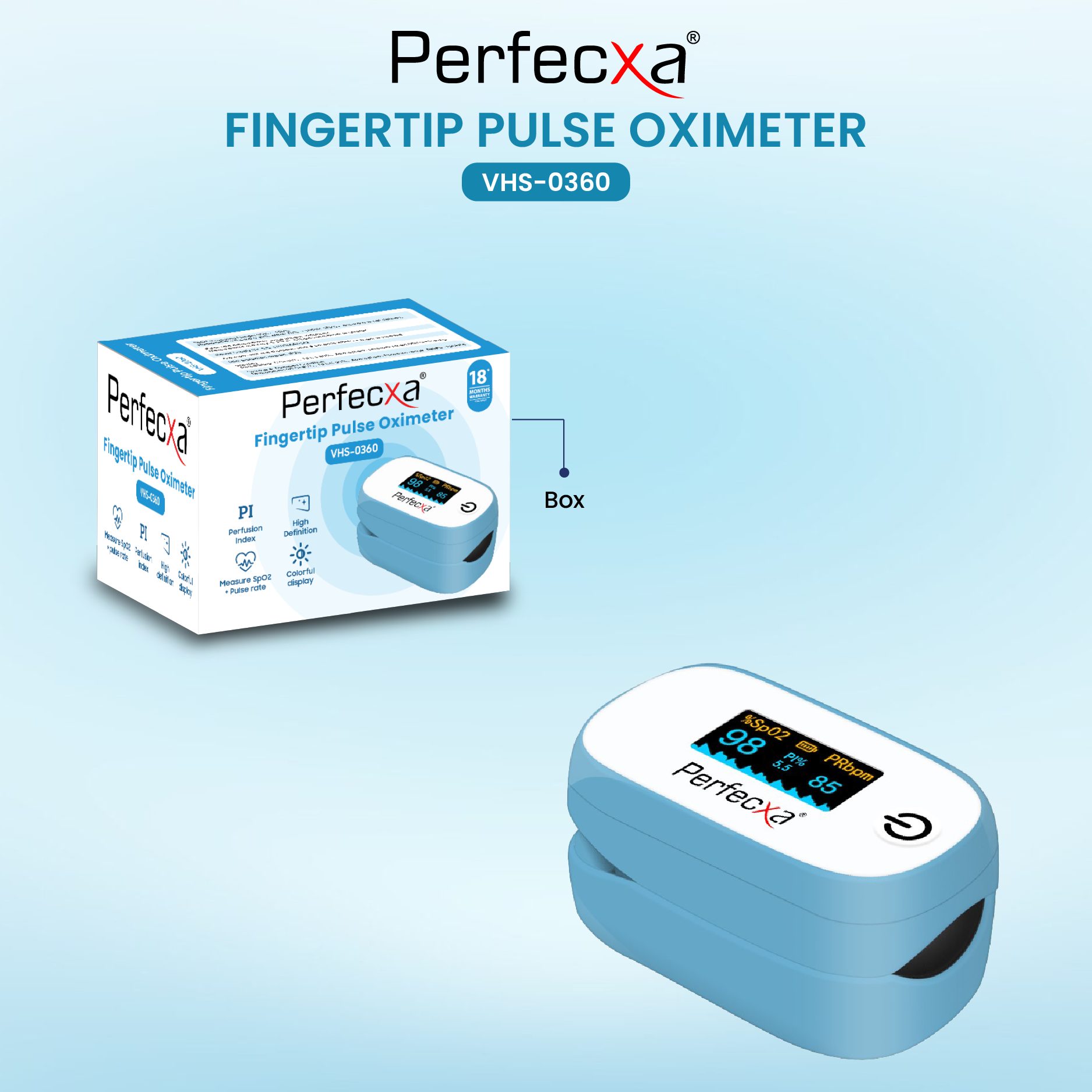 PERFECXA Fingertip Pulse Oximeter (VHS-0360)