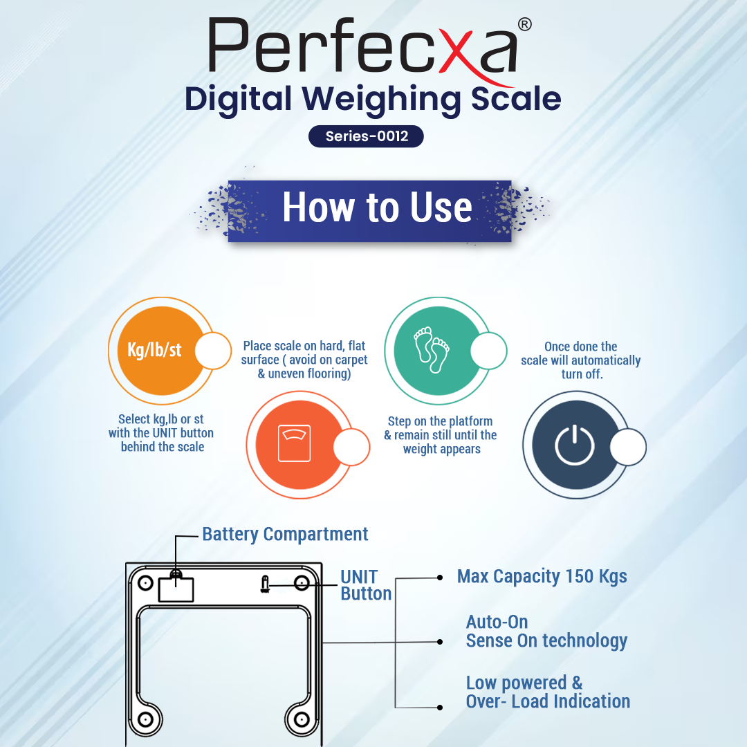PERFECXA digital weighing scale 0012 (Light Blue)