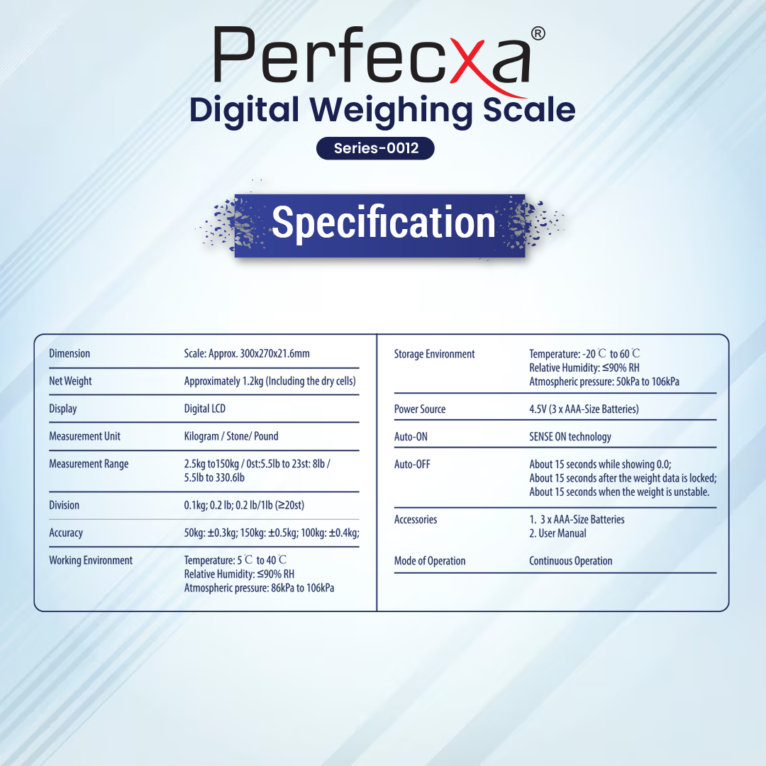 PERFECXA digital weighing scale 0012 (Light Blue)