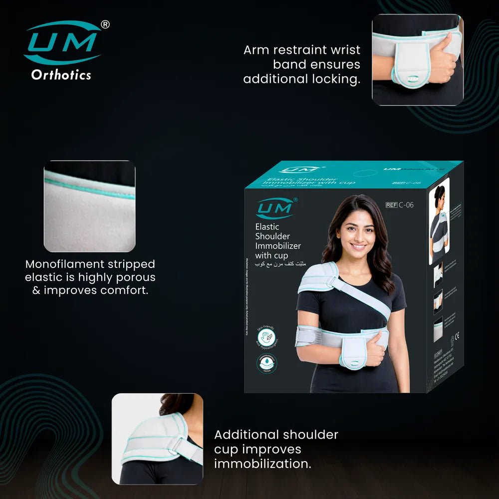 UM Orthotics Elastic Shoulder Immobiliser With Cup