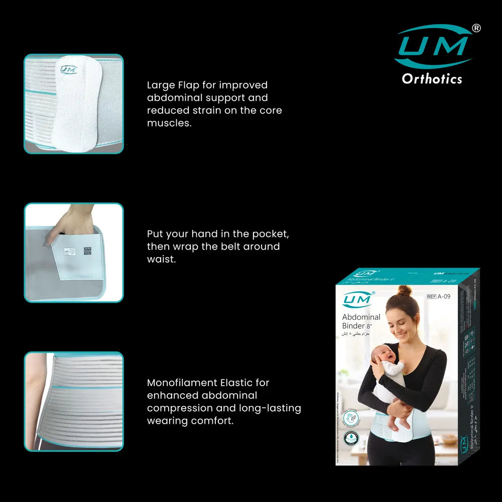 UM Orthotics Abdominal Binder 8"