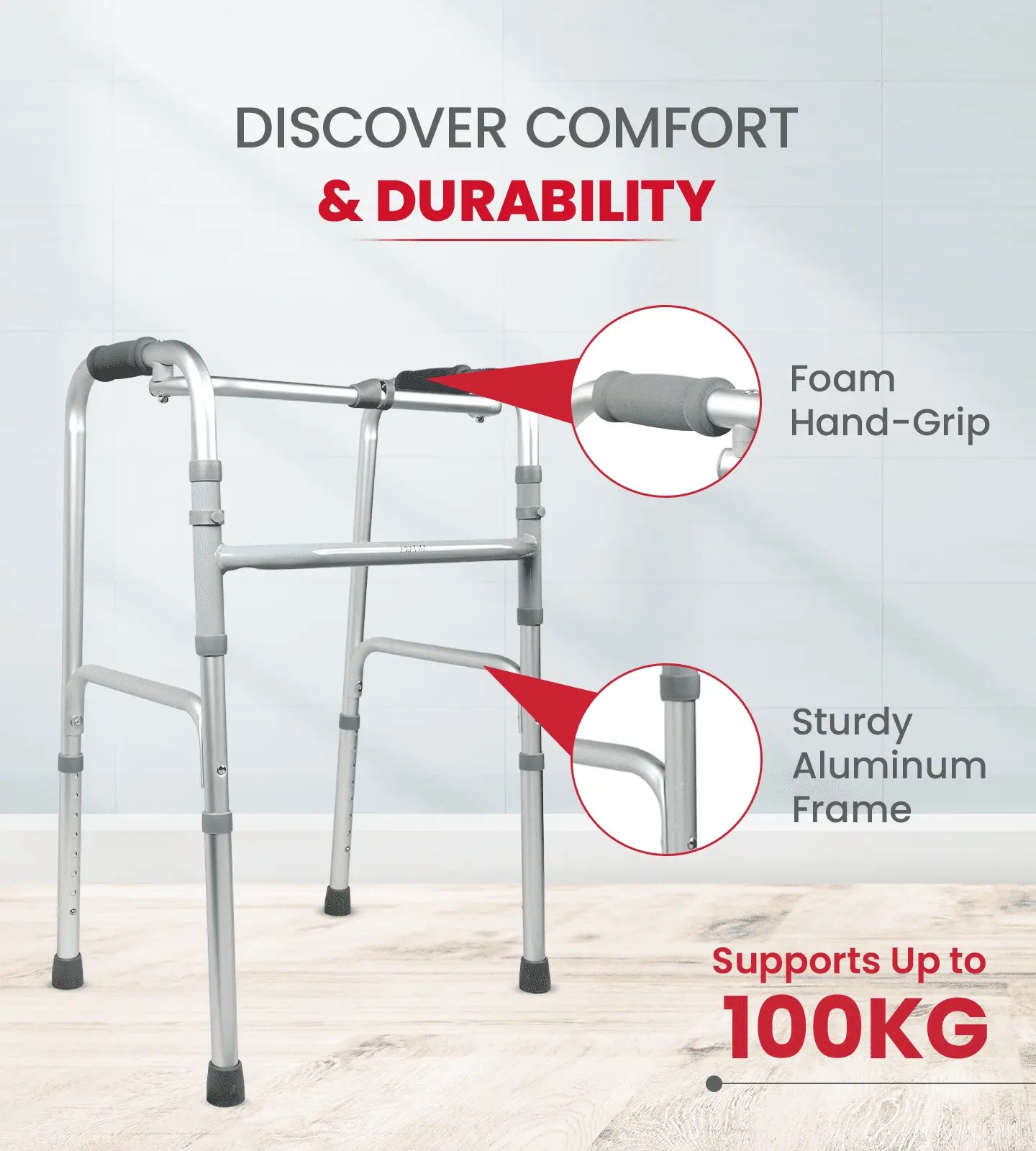 AGEasy Foldable Aluminium walker for seniors