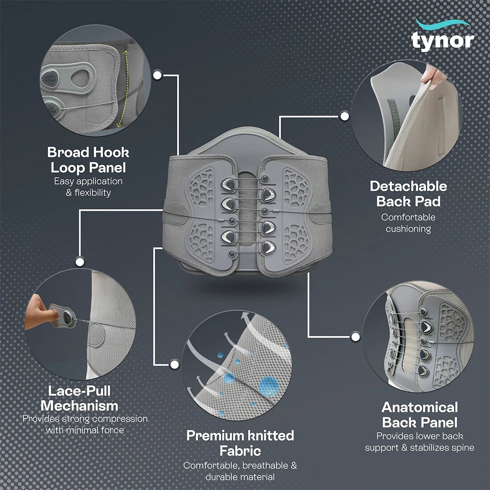 TYNOR Lumbo Lacepull Brace Ergonomic Support for Lower Back