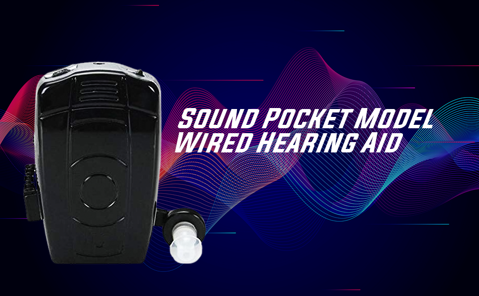 AUDITECH® Black '68V' with 6 Months Warranty -With Extra long Wire Superior Quality Sound Pocket Model Wired Hearing Aid Suitable Upto 50% Hearing Loss