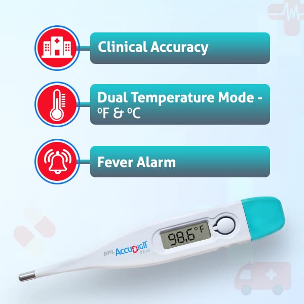 BPL Accudigit DT04 Digital Thermometer With Quick Measurement of Oral & Underarm Temperature in Celsius & Fahrenheit