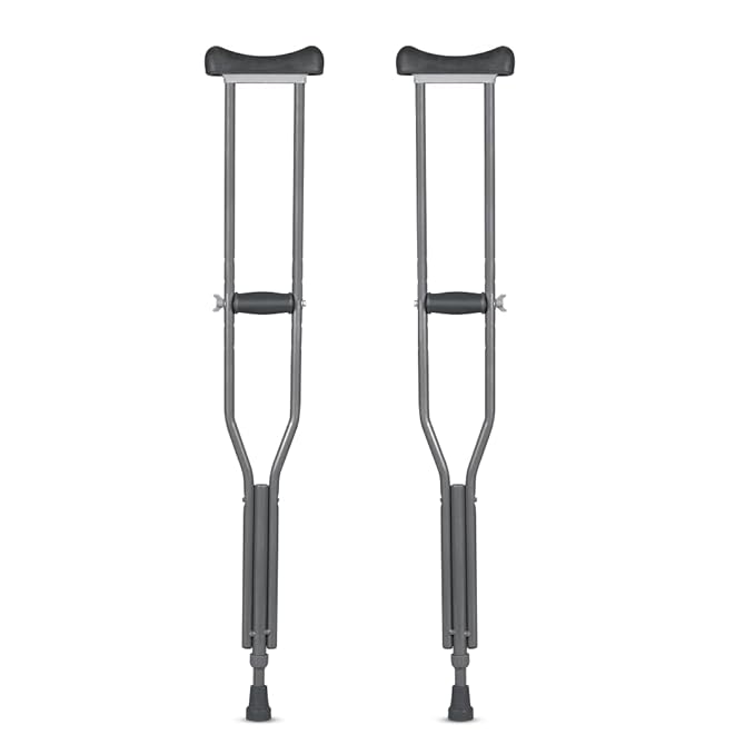 Vissco Astra Under Arm Crutches Aluminium, Crutches for those Physically Chalenged With Adjustable Elbow Support, PVC grip Handle, Light Weight & Height Adjustable, Walking Stick(1 Pair)