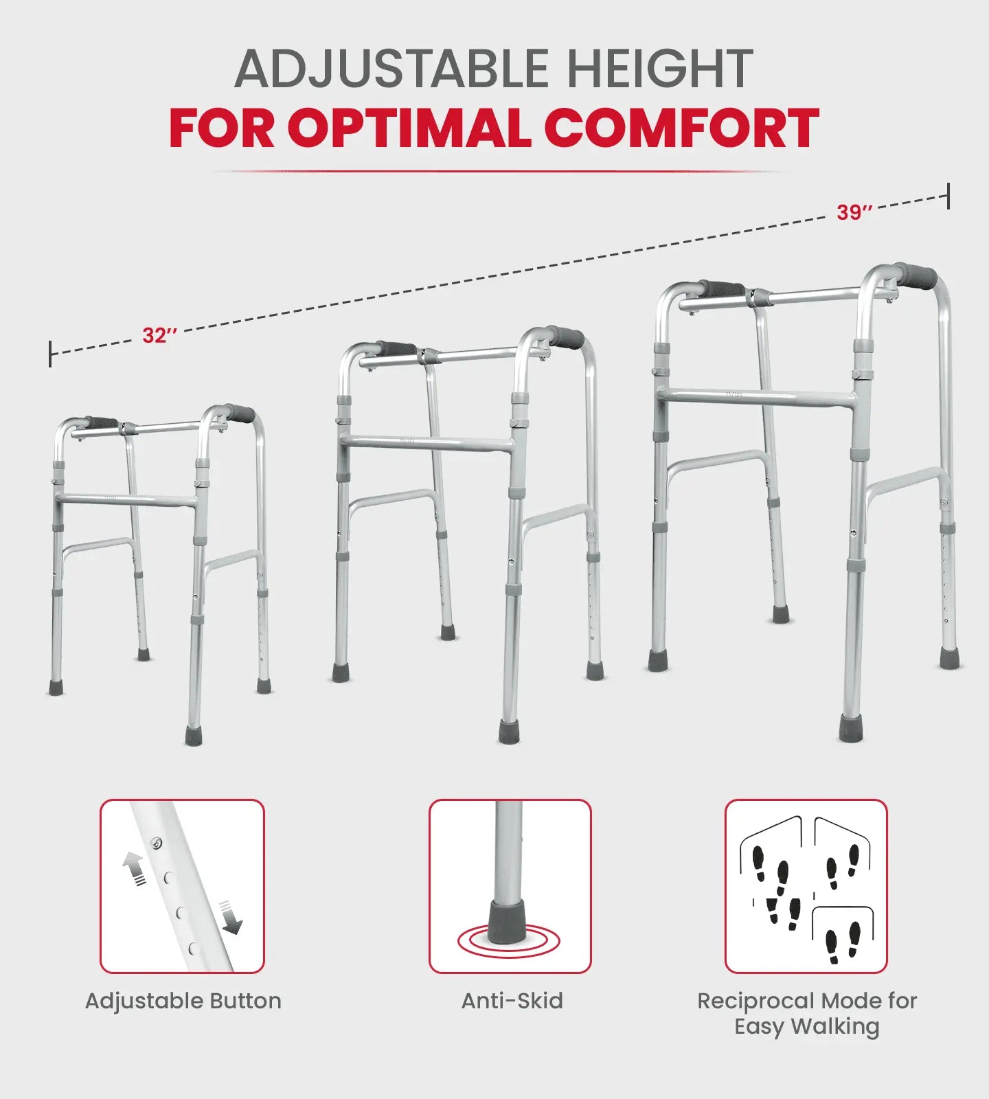 AGEasy Foldable Aluminium walker for seniors