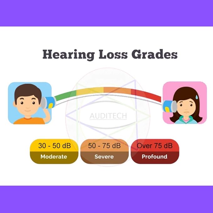 AUDITECH ' Silver ' With 6 Batteries Hearing Amplifier For Ear/Sound Enhancement Amplifier Behind The Ear Hearing Aid With Volume Control