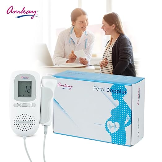 Amkay Fetal Doppler | Heart Rate Monitor for Home & Clinic | Built-in Headphone Jack & Speaker