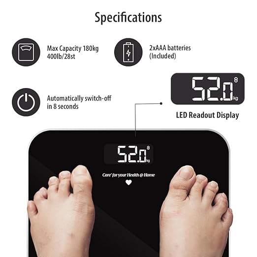 Perfecxa Digital Weighing Scale with LED Display and Auto On/Off Functional, Weight Capacity 180 Kgs