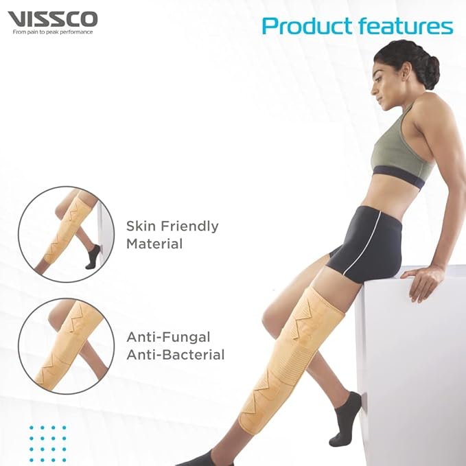 VISSCO Knee Brace - Long (Firm Support), Knee Support for Osteoarthritis of knee joint Pain, Relief Knee Stabilizer, Joint Injury, Knee Immobilizer