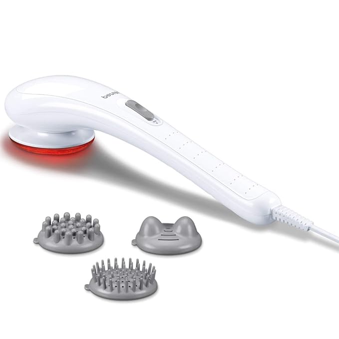 BEURER MG-21 Corded Hand-Held electric massager with infrared light and 3 extra attachments.