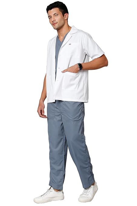 AUDITECH® Men's Lab Coat/Doctor's Apron Short Sleeve Short Length (waist length)