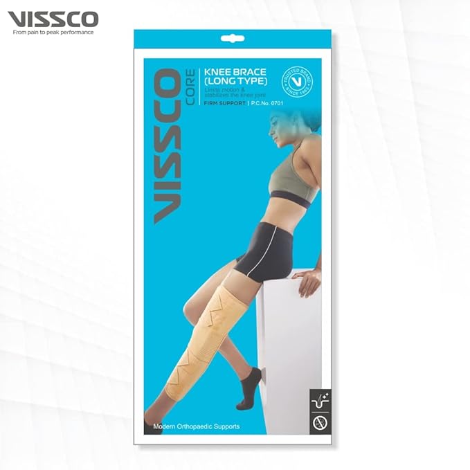 VISSCO Knee Brace - Long (Firm Support), Knee Support for Osteoarthritis of knee joint Pain, Relief Knee Stabilizer, Joint Injury, Knee Immobilizer