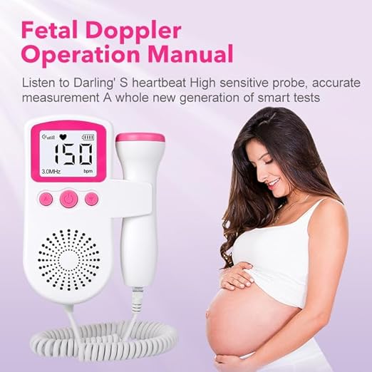 AUDITECH Fetal Doppler - Your Portable Companion for Pregnancy: 50-230M Measuring Hz, LCD Display, Pocket Size (Pink)