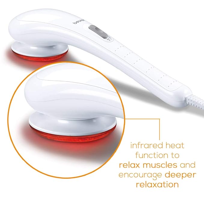BEURER MG-21 Corded Hand-Held electric massager with infrared light and 3 extra attachments.