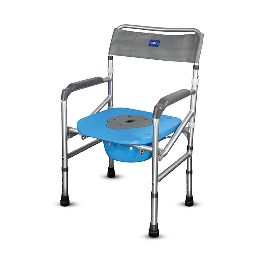 Vissco Comfort 3 in 1 Foldable & Height adjustable Commode Shower Chair (aluminium body)