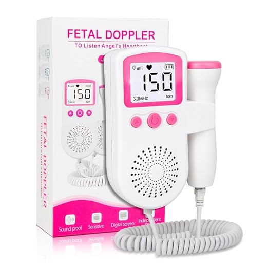 AUDITECH® Fetal Doppler - Your Portable Companion for Pregnancy: 50-230M Measuring Hz, LCD Display, Pocket Size (Pink)