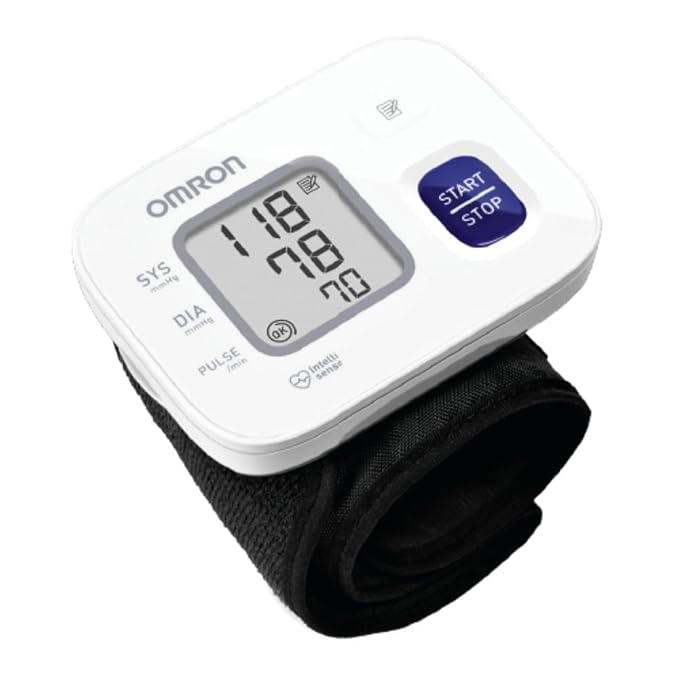 Omron HEM 6161 Fully Automatic Wrist Blood Pressure Monitor with Intellisense Technology, Cuff Wrapping Guide and Irregular Heartbeat Detection for Most Accurate Measurement