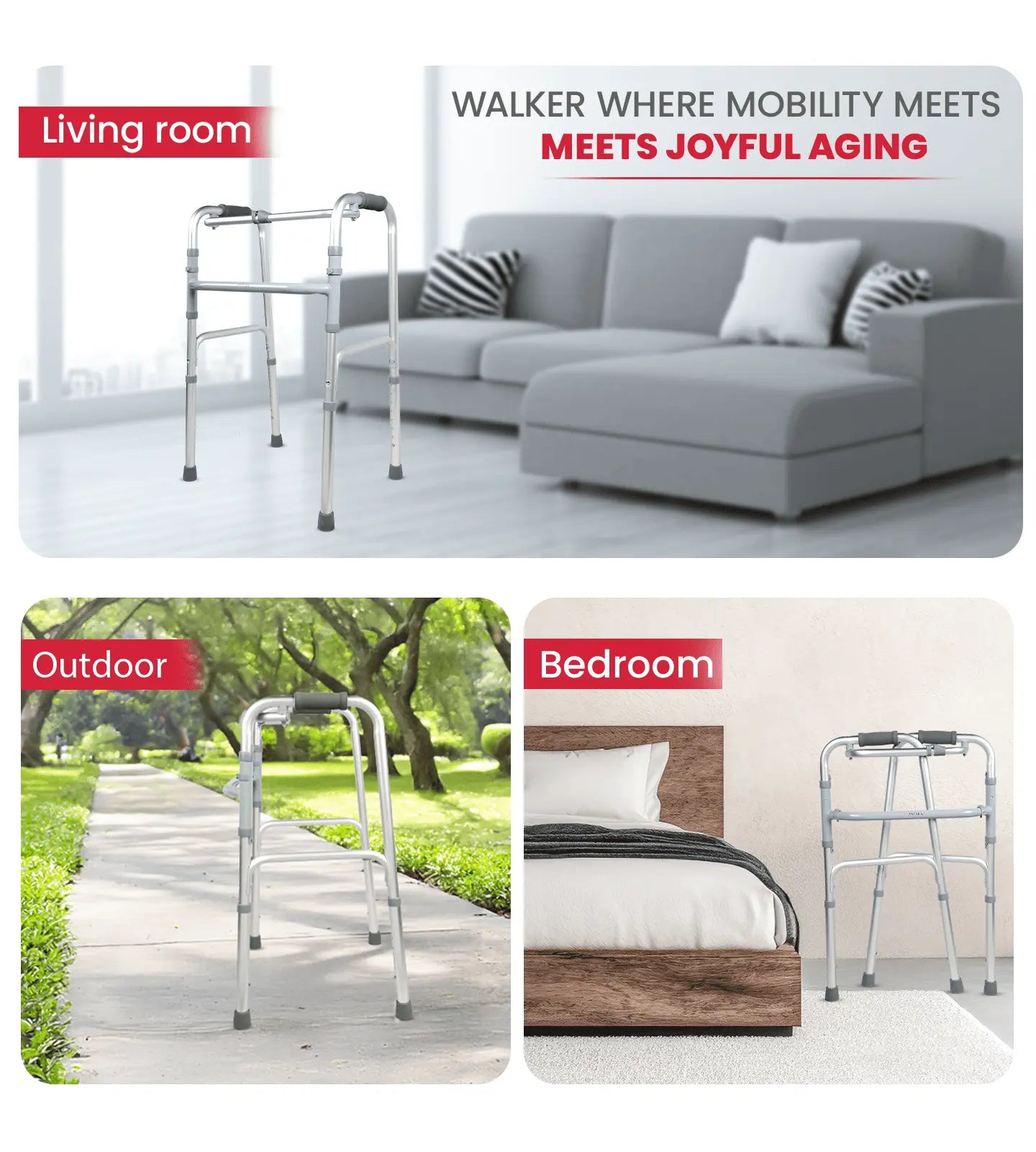 AGEasy Foldable Aluminium walker for seniors