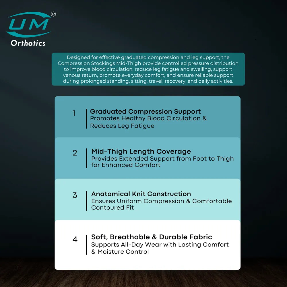 UM Orthotics Compression Stockings Mid Thigh (1 Pair)