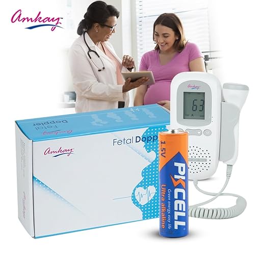 Amkay Fetal Doppler | Heart Rate Monitor for Home & Clinic | Built-in Headphone Jack & Speaker