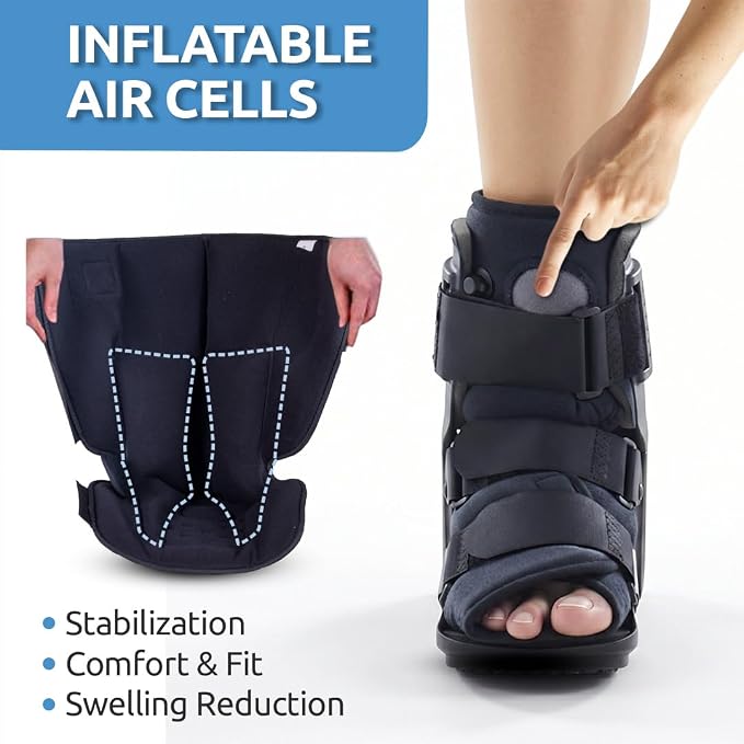 Vissco Pneumatic Walker Boot, Single Push Button - Short (Black)