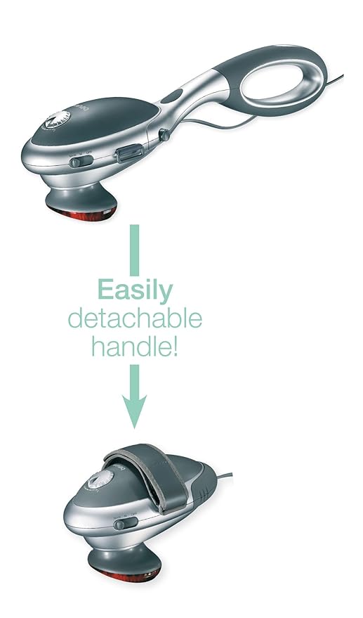 Beurer MG 70 Soothing for Full body with 2 Interchangeable Massage Attachments & 2 Function Levels,Infrared light, (Pack of 1), Battery Powered, Stress Relief Massager