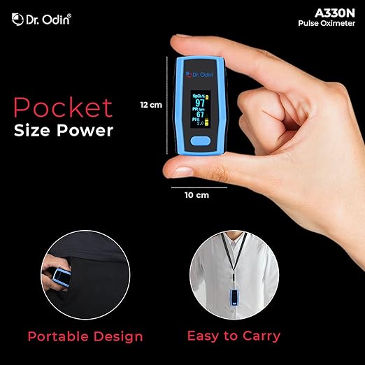 Dr. Odin A330N Pulse Oximeter with Quick Heart Rate and Oxygen Monitoring, OLED Display, Flex Finger Grip, Vibrant OLED