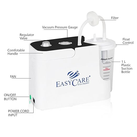 EASYCARE German Tech Portable Phlegm Suction Machine with 1000ml Jar - Effective and Reliable Respiratory Care Solution