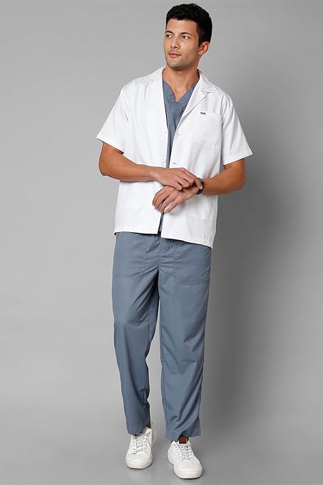 AUDITECH (SHORT SLEEVE) short lab coat | Unisex | 3 Pocket |  Polyester & Cotton | Perfect Fit | Anti Wrinkle | Lightweight | Durable