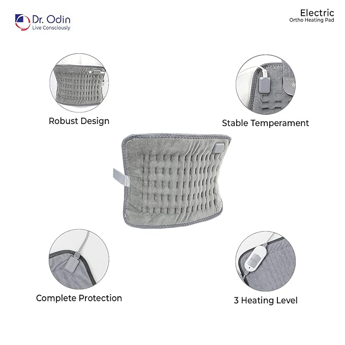Dr. Odin Heating Pad for Back Pain| Electric Heating Belt With 3 Heat Settings and Temperature Controller Heat Belt | Pain Relief for Joints, Muscle, Leg, Shoulder, Knee, Neck| Heat Pad |Grey