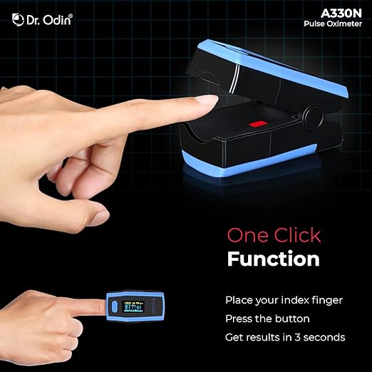 Dr. Odin A330N Pulse Oximeter with Quick Heart Rate and Oxygen Monitoring, OLED Display, Flex Finger Grip, Vibrant OLED