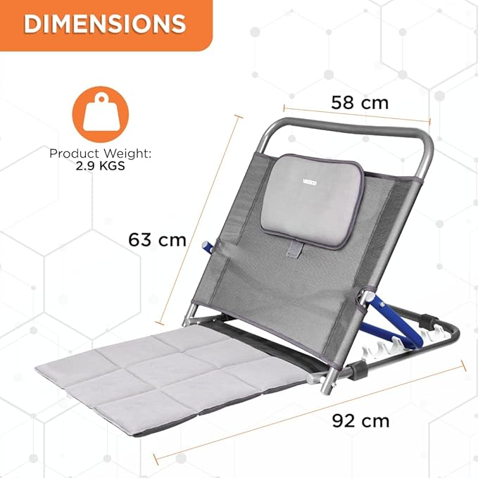 Vissco Hospital Back Rest for the Bed, Hospitalised Patients, Post Paralysis and Post Surgery Design, Padded Cushion, Back Support