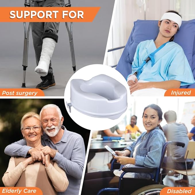 Vissco Comfort Commode Elevated Seat (6 Inch Height) Without Lid, Comfortable, Lightweight Portable Commode raiser - Universal