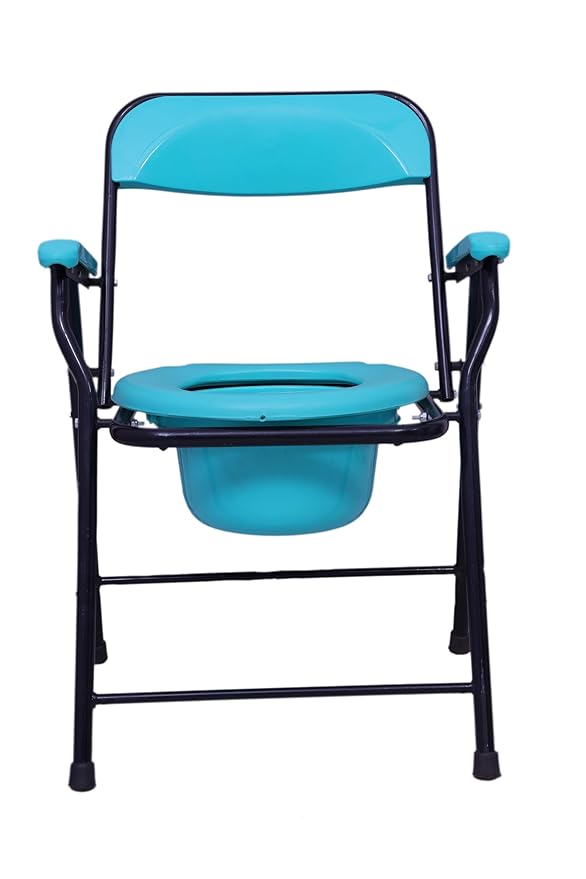 AUDITECH Premium Folding Commode Chair for Elderly, Disabled, and Pregnant Women – Shower Seat, Toilet Stool, Bedside & Over-Toilet Use, with Removable Bucket, Safe & Comfortable Design (random colour)