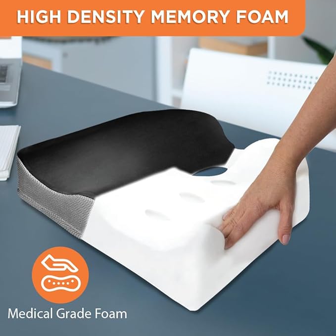 Vissco Foam Orthopaedic Coccyx Cushion Seat For Spondylitis, Sacral Joint Pain, Lower Back & Tailbone Pain Relief, Car Seat, Wheel Chair Seat & Office Chair