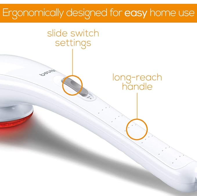 BEURER MG-21 Corded Hand-Held electric massager with infrared light and 3 extra attachments.