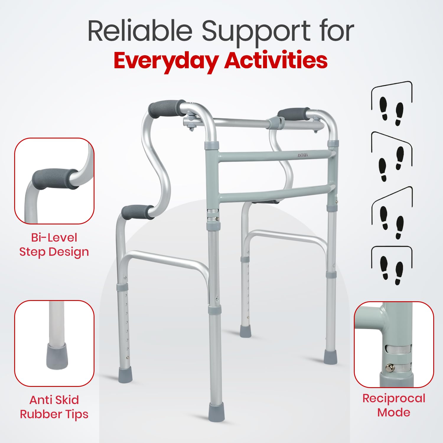 Antara AGEasy Foldable Step Walker for Seniors and injured