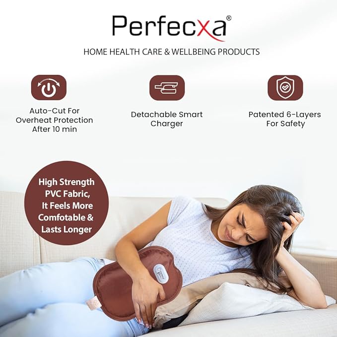 Perfecxa Electric Hot Water Bag Electric for Muscle, Joint, Back and Period Cramps Pain Relief Electric, Hot Water Bag (Hot Bag) with 15 Min. Automatic Charging Off