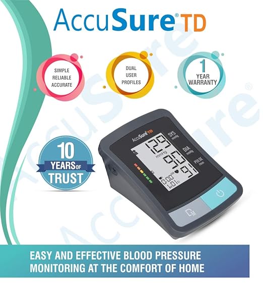 AccuSure TD Automatic Upper Arm Blood Pressure BP Monitor Grey