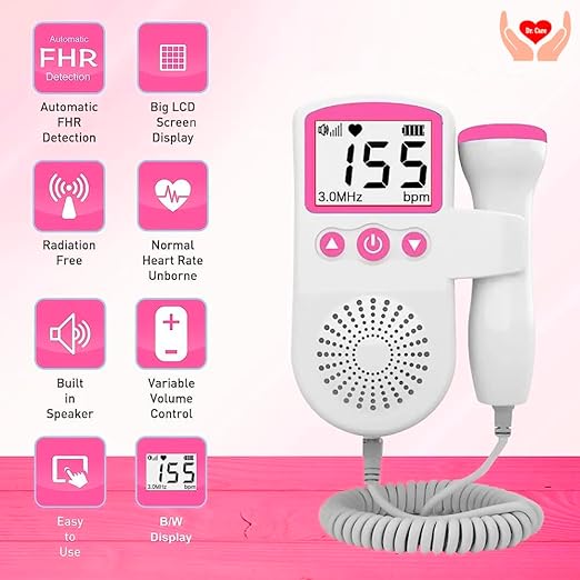 AUDITECH Fetal Doppler - Your Portable Companion for Pregnancy: 50-230M Measuring Hz, LCD Display, Pocket Size (Pink)