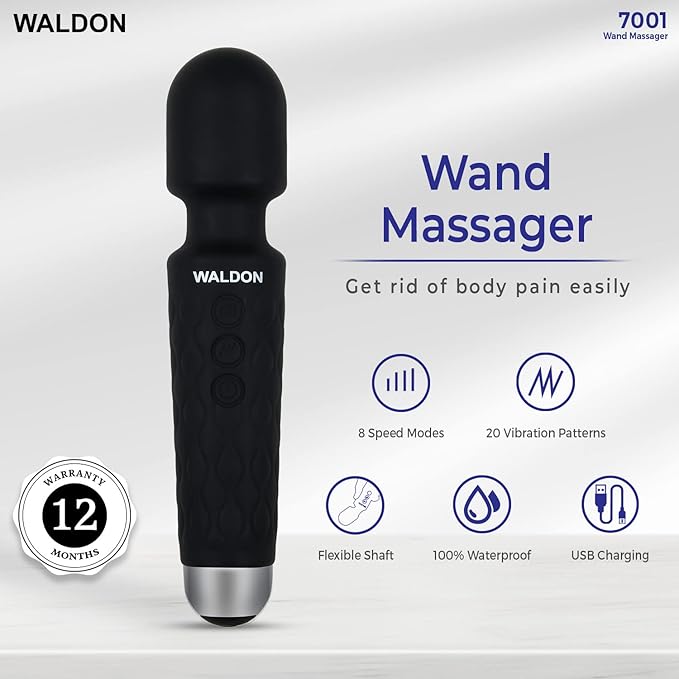 Waldon By Dr. Odin Personal Handheld Wand Massager Cordless With 20 Vibration Pattern Modes And 100% Waterprooff