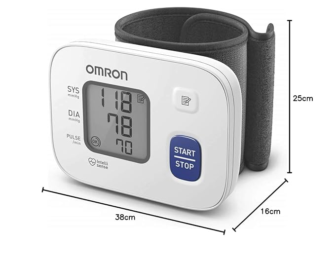 Omron HEM 6161 Fully Automatic Wrist Blood Pressure Monitor with Intellisense Technology, Cuff Wrapping Guide and Irregular Heartbeat Detection for Most Accurate Measurement