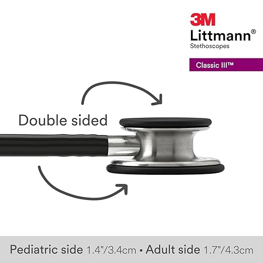 3M Littmann Classic III Monitoring Stethoscope (5620) - Stainless Steel Chestpiece Black Tube