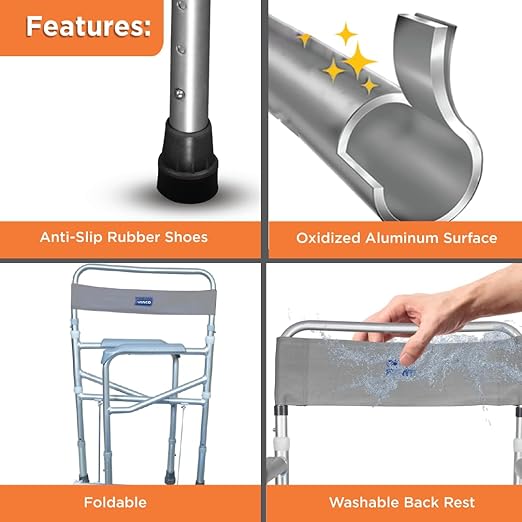 Vissco Comfort 3 in 1 Foldable & Height adjustable Commode Shower Chair (aluminium body)